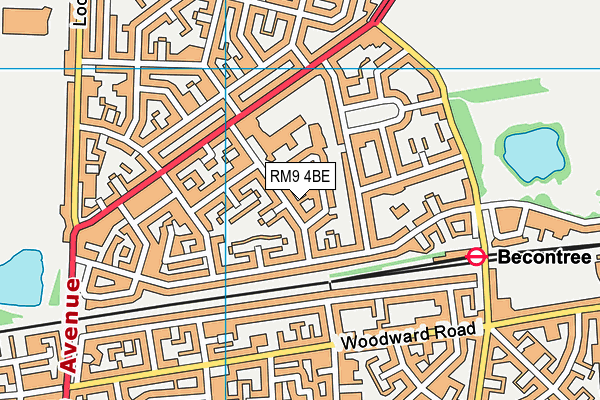 RM9 4BE map - OS VectorMap District (Ordnance Survey)