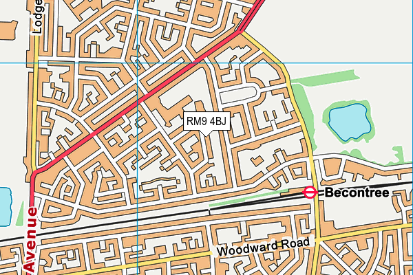 RM9 4BJ map - OS VectorMap District (Ordnance Survey)