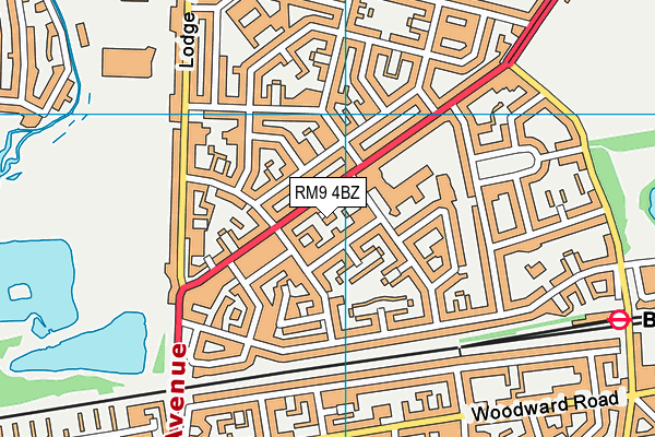 RM9 4BZ map - OS VectorMap District (Ordnance Survey)
