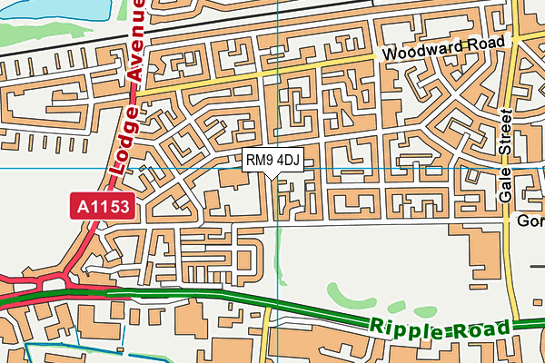 RM9 4DJ map - OS VectorMap District (Ordnance Survey)