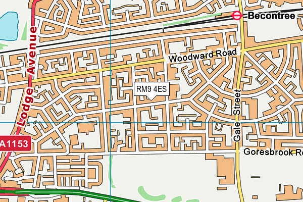 RM9 4ES map - OS VectorMap District (Ordnance Survey)