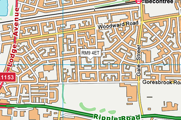RM9 4ET map - OS VectorMap District (Ordnance Survey)