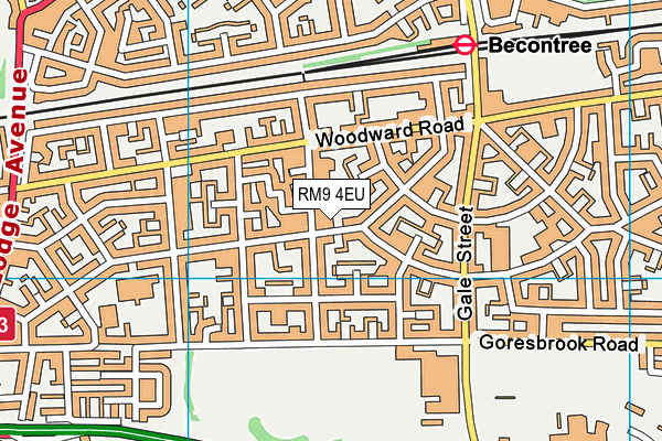 RM9 4EU map - OS VectorMap District (Ordnance Survey)