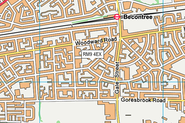 RM9 4EX map - OS VectorMap District (Ordnance Survey)