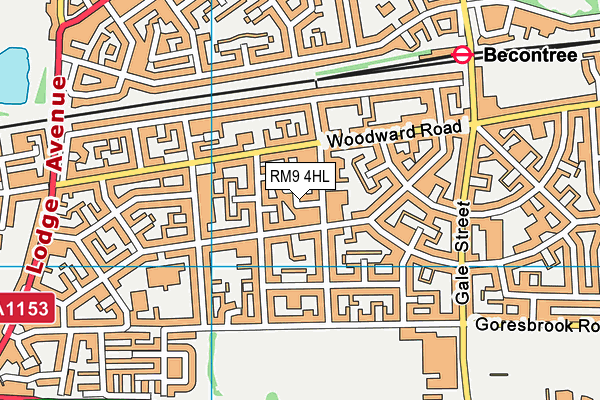 RM9 4HL map - OS VectorMap District (Ordnance Survey)