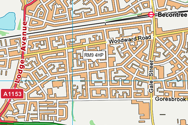 RM9 4HP map - OS VectorMap District (Ordnance Survey)