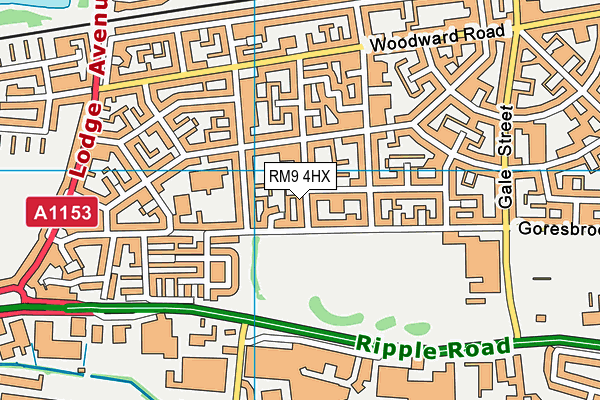 RM9 4HX map - OS VectorMap District (Ordnance Survey)