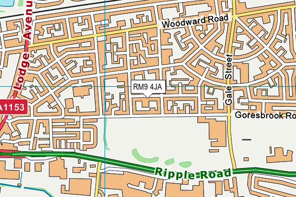 RM9 4JA map - OS VectorMap District (Ordnance Survey)