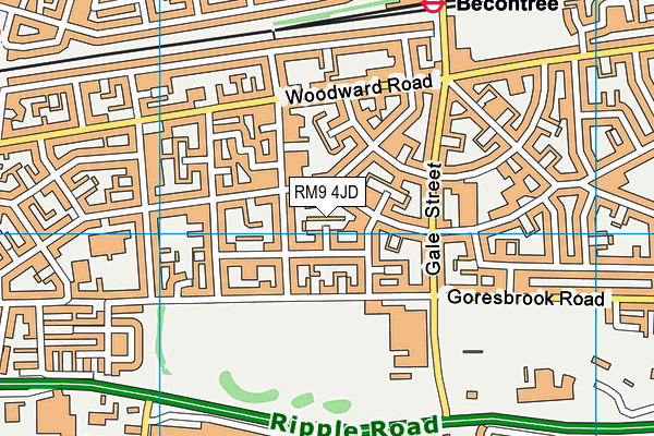 RM9 4JD map - OS VectorMap District (Ordnance Survey)