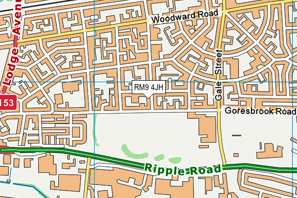 RM9 4JH map - OS VectorMap District (Ordnance Survey)