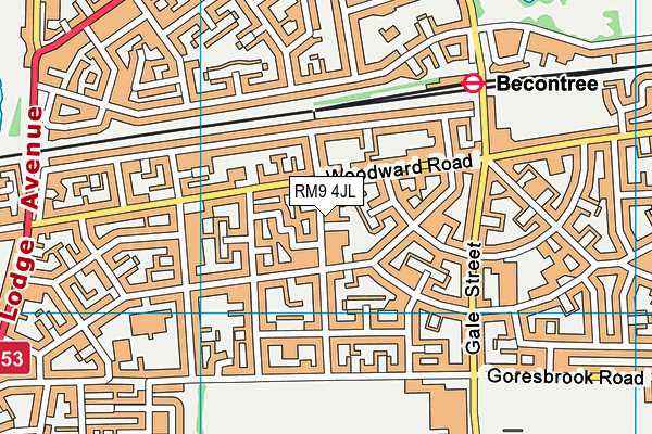 RM9 4JL map - OS VectorMap District (Ordnance Survey)