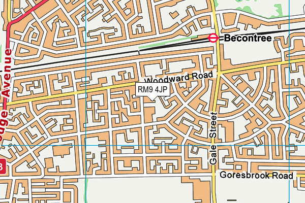 RM9 4JP map - OS VectorMap District (Ordnance Survey)