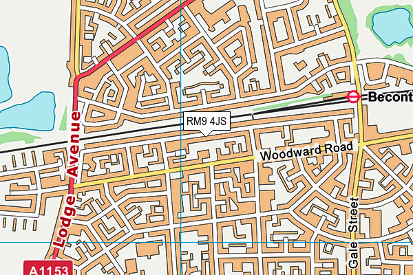 RM9 4JS map - OS VectorMap District (Ordnance Survey)
