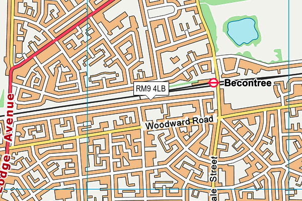 RM9 4LB map - OS VectorMap District (Ordnance Survey)
