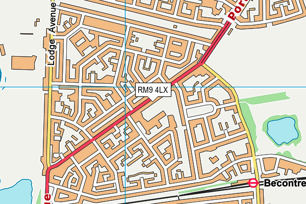 RM9 4LX map - OS VectorMap District (Ordnance Survey)