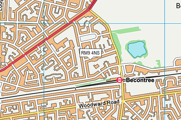 RM9 4NS map - OS VectorMap District (Ordnance Survey)