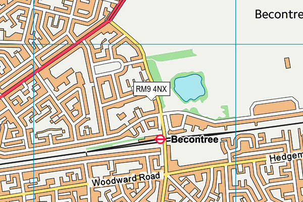 RM9 4NX map - OS VectorMap District (Ordnance Survey)