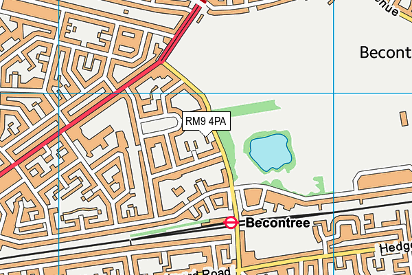 RM9 4PA map - OS VectorMap District (Ordnance Survey)