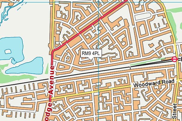 RM9 4PL map - OS VectorMap District (Ordnance Survey)