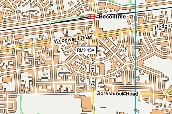 RM9 4SA map - OS VectorMap District (Ordnance Survey)