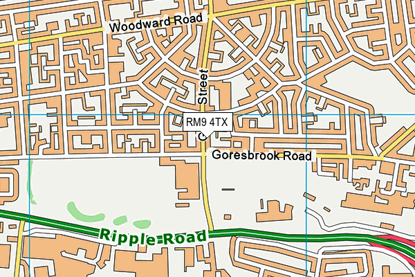 RM9 4TX map - OS VectorMap District (Ordnance Survey)