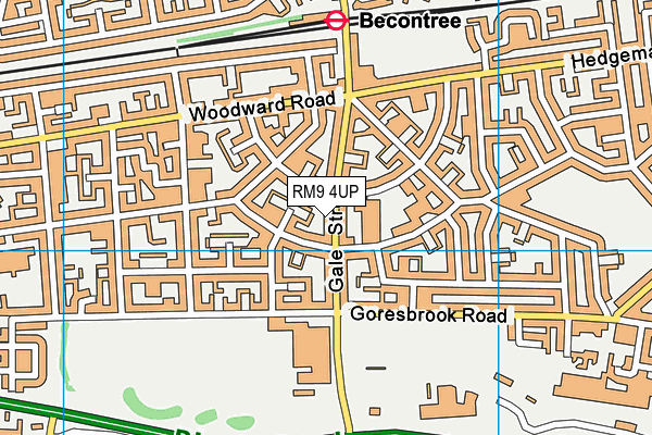RM9 4UP map - OS VectorMap District (Ordnance Survey)