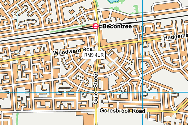 RM9 4UR map - OS VectorMap District (Ordnance Survey)