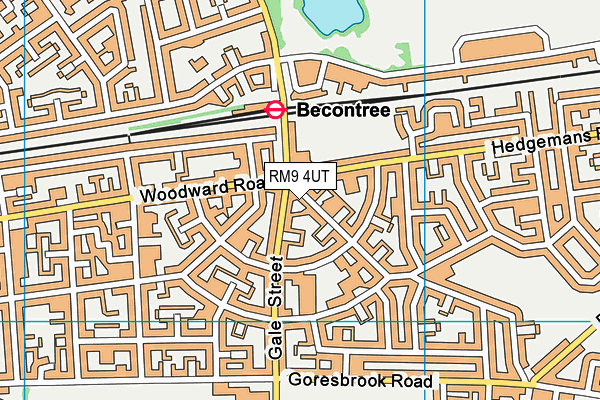 RM9 4UT map - OS VectorMap District (Ordnance Survey)