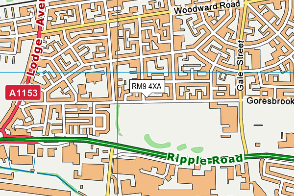 RM9 4XA map - OS VectorMap District (Ordnance Survey)