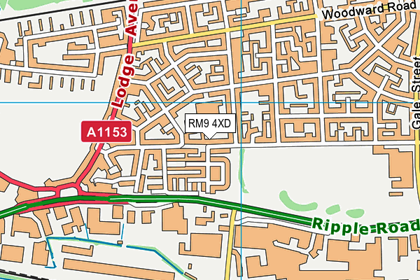RM9 4XD map - OS VectorMap District (Ordnance Survey)