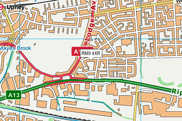 RM9 4XR map - OS VectorMap District (Ordnance Survey)