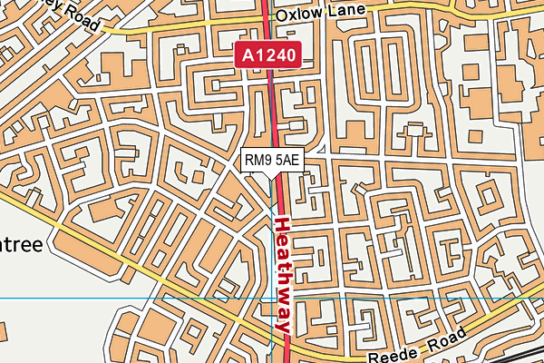 RM9 5AE map - OS VectorMap District (Ordnance Survey)