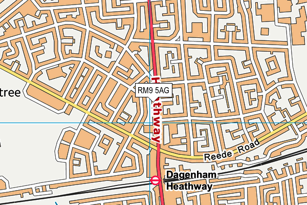 RM9 5AG map - OS VectorMap District (Ordnance Survey)