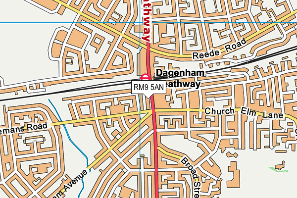 RM9 5AN map - OS VectorMap District (Ordnance Survey)