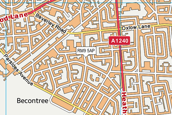 RM9 5AP map - OS VectorMap District (Ordnance Survey)