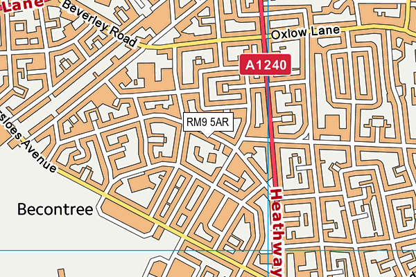 RM9 5AR map - OS VectorMap District (Ordnance Survey)
