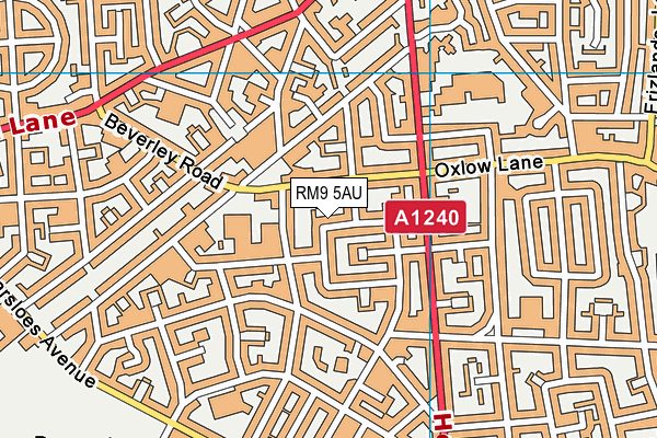 RM9 5AU map - OS VectorMap District (Ordnance Survey)