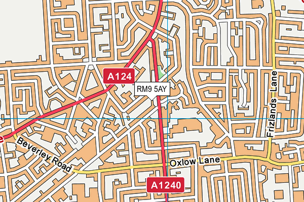 RM9 5AY map - OS VectorMap District (Ordnance Survey)