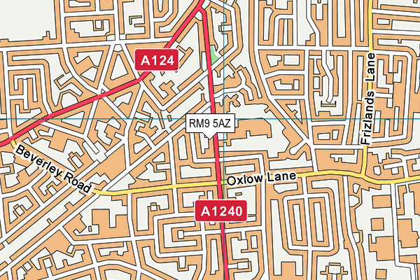 RM9 5AZ map - OS VectorMap District (Ordnance Survey)