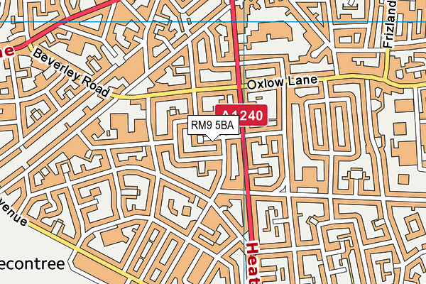 RM9 5BA map - OS VectorMap District (Ordnance Survey)