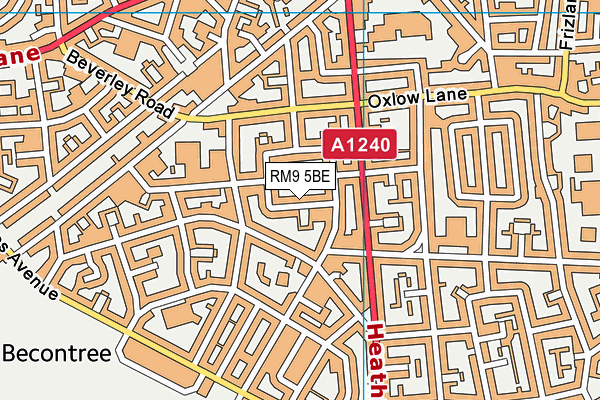 RM9 5BE map - OS VectorMap District (Ordnance Survey)