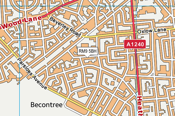 RM9 5BH map - OS VectorMap District (Ordnance Survey)