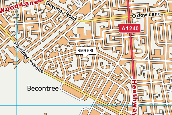 RM9 5BL map - OS VectorMap District (Ordnance Survey)