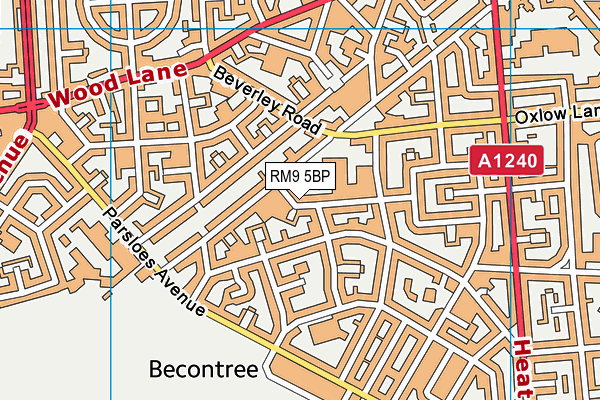 RM9 5BP map - OS VectorMap District (Ordnance Survey)