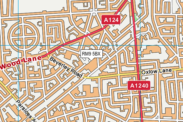 RM9 5BX map - OS VectorMap District (Ordnance Survey)