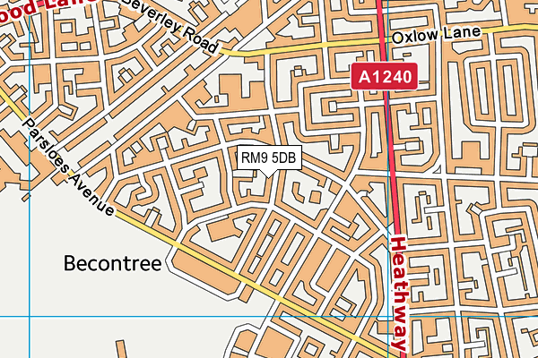 RM9 5DB map - OS VectorMap District (Ordnance Survey)