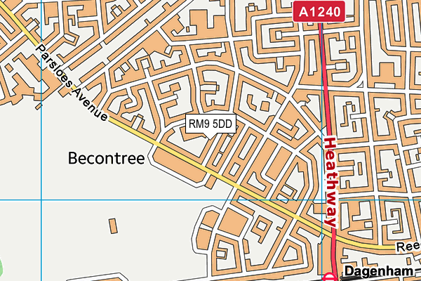 RM9 5DD map - OS VectorMap District (Ordnance Survey)