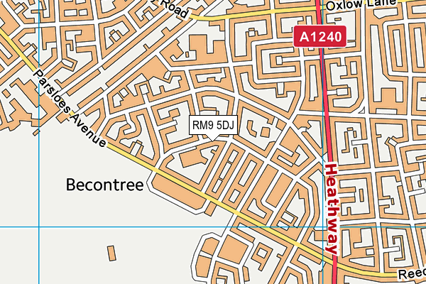 RM9 5DJ map - OS VectorMap District (Ordnance Survey)