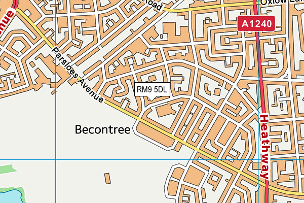 RM9 5DL map - OS VectorMap District (Ordnance Survey)