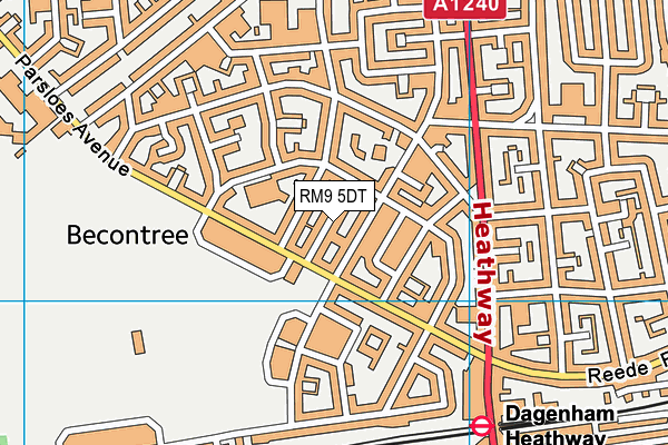 RM9 5DT map - OS VectorMap District (Ordnance Survey)